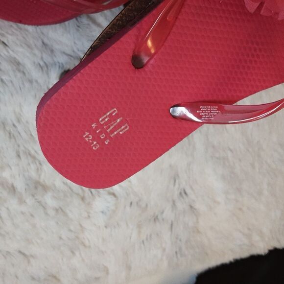 GAP KIDS Flip Flops Hot Pink Peonies size 12-13 - Picture 2 of 13